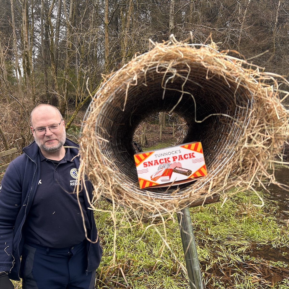 Mark Russell with the duck nesting tubes