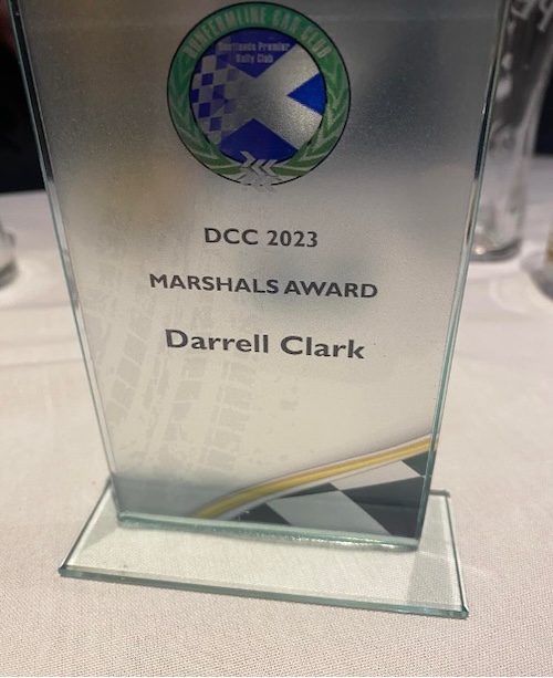 Darrell Clark has been rewarded for all his efforts marshalling on rounds of the Scottish Tarmack Rally Championship by being presented with their Marshal Award for 2023