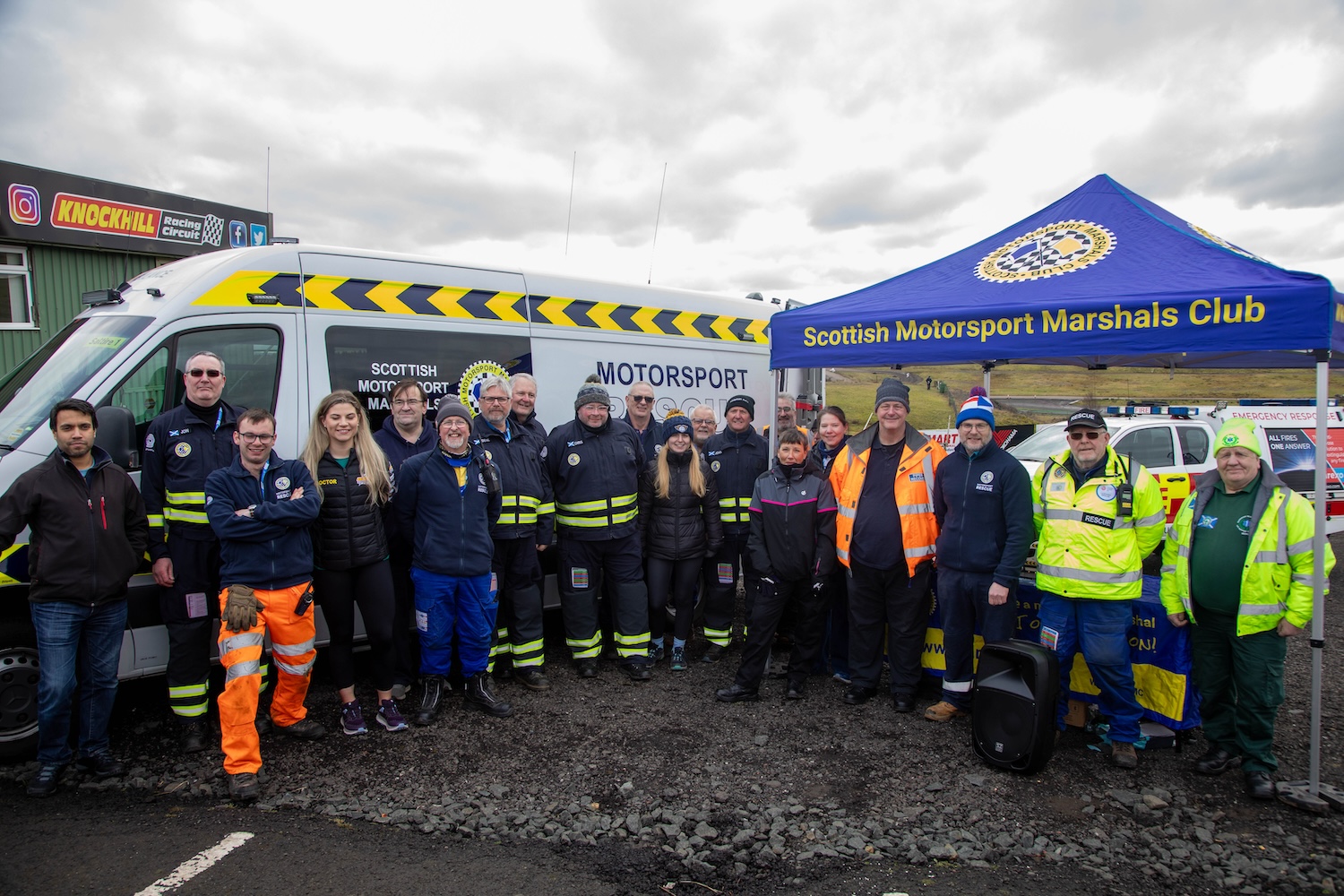 Rescue crews and medics in front of the new Motorsport Rescue Ambulance